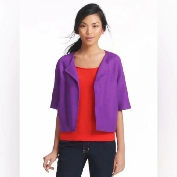 KATE SPADE NEW YORK Women's Violet Purple Lined Cropped MICAH Jacket Size 0 XXS - Picture 5 of 6